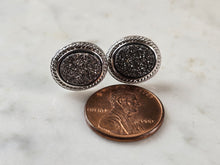 Load image into Gallery viewer, Womens Vintage Estate Sterling Silver Druzy Stud Earrings 4.0g E1654