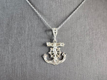 Load image into Gallery viewer, Vintage Estate Sterling Silver Maritime Jesus Anchor Pendant Necklace 3.9g E1657
