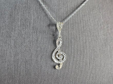 Load image into Gallery viewer, Womens Sterling Silver Treble Clef Music Pendant Necklace 3.0g E1658