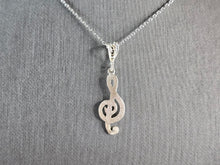 Load image into Gallery viewer, Womens Sterling Silver Treble Clef Music Pendant Necklace 3.0g E1658