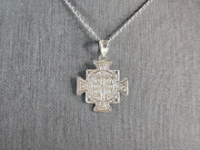 Load image into Gallery viewer, Womens Sterling Silver Religious St Benedict Cross Pendant Necklace 2.9g E1660