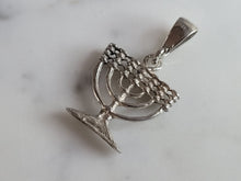 Load image into Gallery viewer, Vintage Estate Sterling Silver Jewish Judaica Hebrew Menorah Pendant 1.7g E1677