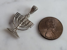 Load image into Gallery viewer, Vintage Estate Sterling Silver Jewish Judaica Hebrew Menorah Pendant 1.7g E1677