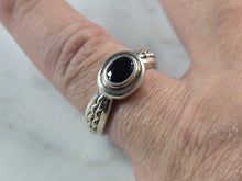Load image into Gallery viewer, Womens Vintage Estate Sterling Silver Onyx Stone Ring 5.5g E1679