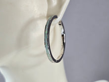 Load image into Gallery viewer, Womens Sterling Silver Modernist Opal Hoop Earrings 9.1g E1685