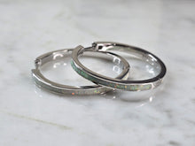 Load image into Gallery viewer, Womens Sterling Silver Modernist Opal Hoop Earrings 9.1g E1685
