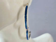 Load image into Gallery viewer, Womens Sterling Silver Modernist Blue Opal Hoop Earrings 9.1g E1686