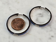 Load image into Gallery viewer, Womens Sterling Silver Modernist Blue Opal Hoop Earrings 9.1g E1686