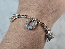 Load image into Gallery viewer, Womens Vintage Estate Sterling Silver Lucky Charm Bracelet 17.6g E1689