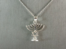 Load image into Gallery viewer, Womens Sterling Silver Jewish Judaica Hebrew Menorah Pendant Necklace 3.7g E1698