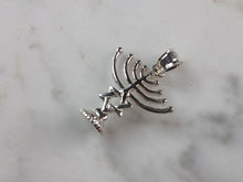 Load image into Gallery viewer, Womens Sterling Silver Jewish Judaica Hebrew Menorah Pendant Necklace 3.7g E1698