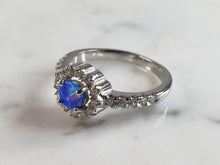 Load image into Gallery viewer, Womens Estate Sterling Silver Modernist Blue Opal Ring 2.9g E1702