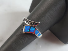 Load image into Gallery viewer, Womens Estate Sterling Silver Modernist Blue Opal Ring 3.5g E1708