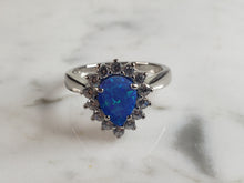 Load image into Gallery viewer, Womens Estate Sterling Silver Modernist Blue Opal Ring 3.5g E1710