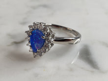 Load image into Gallery viewer, Womens Estate Sterling Silver Modernist Blue Opal Ring 3.5g E1710