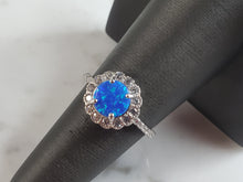 Load image into Gallery viewer, Womens Estate Sterling Silver Modernist Blue Opal Ring 3.2g E1712