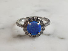 Load image into Gallery viewer, Womens Estate Sterling Silver Modernist Blue Opal Ring 3.2g E1712