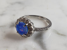 Load image into Gallery viewer, Womens Estate Sterling Silver Modernist Blue Opal Ring 3.2g E1712