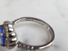Load image into Gallery viewer, Womens Estate Sterling Silver Modernist Blue Opal Ring 3.2g E1712