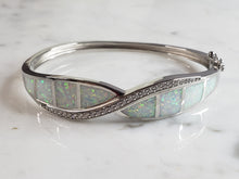 Load image into Gallery viewer, Womens Estate Sterling Silver Modernist Opal Bangle Bracelet 18.8g E1714
