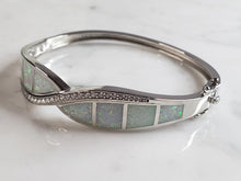 Load image into Gallery viewer, Womens Estate Sterling Silver Modernist Opal Bangle Bracelet 18.8g E1714