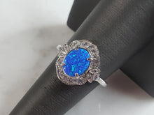 Load image into Gallery viewer, Womens Estate Sterling Silver Modernist Blue Opal Ring 4.1g E1718