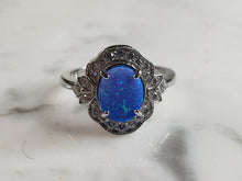Load image into Gallery viewer, Womens Estate Sterling Silver Modernist Blue Opal Ring 4.1g E1718