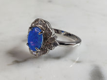 Load image into Gallery viewer, Womens Estate Sterling Silver Modernist Blue Opal Ring 4.1g E1718