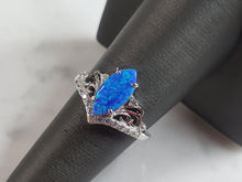Load image into Gallery viewer, Womens Estate Sterling Silver Modernist Blue Opal Ring 3.4g E1719