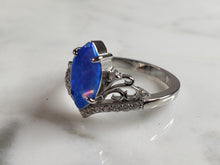 Load image into Gallery viewer, Womens Estate Sterling Silver Modernist Blue Opal Ring 3.4g E1719