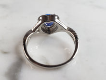 Load image into Gallery viewer, Womens Estate Sterling Silver Modernist Blue Opal Heart Ring 2.7g E1720