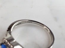 Load image into Gallery viewer, Womens Estate Sterling Silver Modernist Blue Opal Heart Ring 2.7g E1720