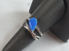 Load image into Gallery viewer, Womens Estate Sterling Silver Modernist Blue Opal Ring 4.3g E1727