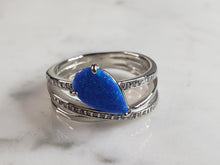Load image into Gallery viewer, Womens Estate Sterling Silver Modernist Blue Opal Ring 4.3g E1727