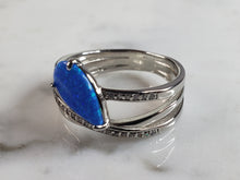 Load image into Gallery viewer, Womens Estate Sterling Silver Modernist Blue Opal Ring 4.3g E1727