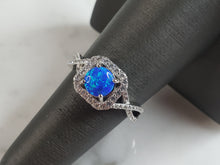 Load image into Gallery viewer, Womens Estate Sterling Silver Modernist Blue Opal Ring 2.9g E1728