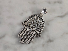 Load image into Gallery viewer, Womens Estate Sterling Silver Fatima Hamsa Hand Pendant 2.4g E1751