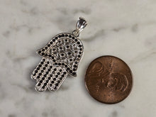Load image into Gallery viewer, Womens Estate Sterling Silver Fatima Hamsa Hand Pendant 2.4g E1751