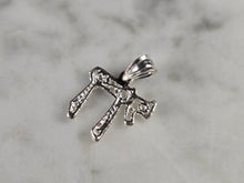 Load image into Gallery viewer, Womens Sterling Silver Jewish Hebrew Religious Chai Pendant Necklace 2.1g E1753