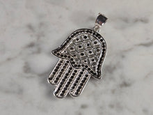 Load image into Gallery viewer, Womens Estate Sterling Silver Fatima Hamsa Hand Pendant 5.2g E1761