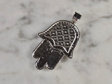 Load image into Gallery viewer, Womens Estate Sterling Silver Fatima Hamsa Hand Pendant 5.2g E1761