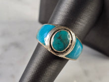 Load image into Gallery viewer, Womens Vintage Estate Sterling Silver Modernist Turquoise Ring 9.7g E1764