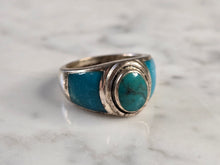 Load image into Gallery viewer, Womens Vintage Estate Sterling Silver Modernist Turquoise Ring 9.7g E1764