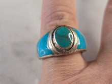 Load image into Gallery viewer, Womens Vintage Estate Sterling Silver Modernist Turquoise Ring 9.7g E1764