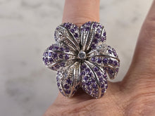Load image into Gallery viewer, Womens Estate Sterling Silver Multi Stone Flower Ring 15.8g E1774