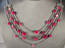 Load image into Gallery viewer, Womens Vintage Estate Sterling Silver Natural Ruby Layered Necklace 33.2g E1790