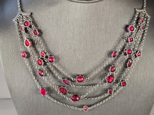 Load image into Gallery viewer, Womens Vintage Estate Sterling Silver Natural Ruby Layered Necklace 33.2g E1790