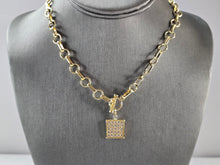 Load image into Gallery viewer, Womens Estate Sterling Silver Gold Tone CZ Charm Necklace 27.5g E1791