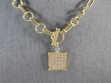 Load image into Gallery viewer, Womens Estate Sterling Silver Gold Tone CZ Charm Necklace 27.5g E1791