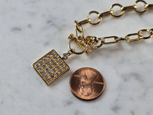 Load image into Gallery viewer, Womens Estate Sterling Silver Gold Tone CZ Charm Necklace 27.5g E1791